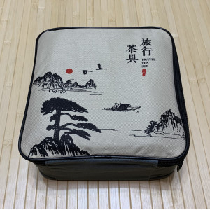 Гарний дорожній набір посуду для чайної церемонії синій. Photo 2